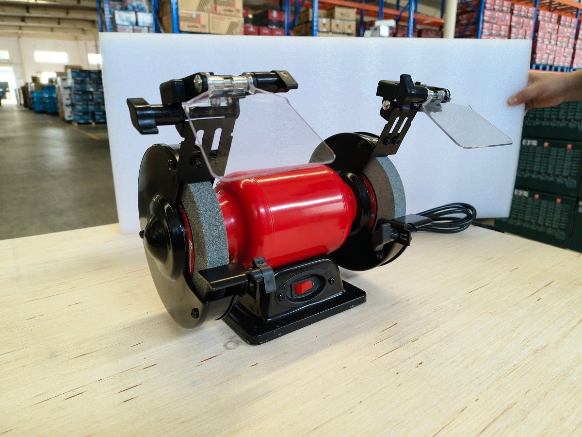 New 6" Bench Grinder with LED Light – 3450RPM Heavy - Duty Metal Base 150EBL2 - with | Sold by Uncle Wiener's Wholesale