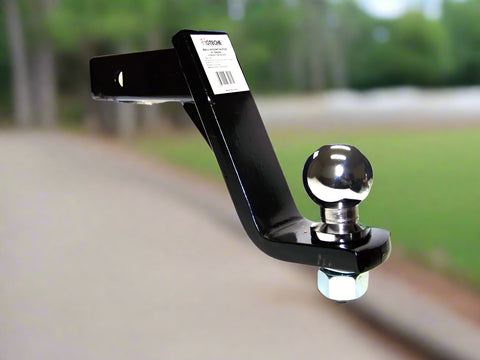 6” drop hitch ball mount with pre-installed 2” trailer ball – side view
Heavy-duty black steel hitch mount for 2” receivers
Trailer hitch with 6-inch drop and 2-inch ball installed – angled view
7,500 lbs towing capacity hitch for utility trailers
Pre-mounted ball hitch with rise/drop adjustment