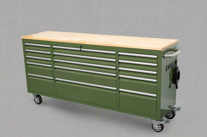 Red 6FT Rolling Tool Workbench with USB and Power Strip

Blue 15-Drawer Steel Workbench with Wheels

Gray Tool Cabinet with Power Outlets – 6FT

Purple Garage Tool Chest with USB Ports

Stainless Steel Heavy-Duty Tool Workbench