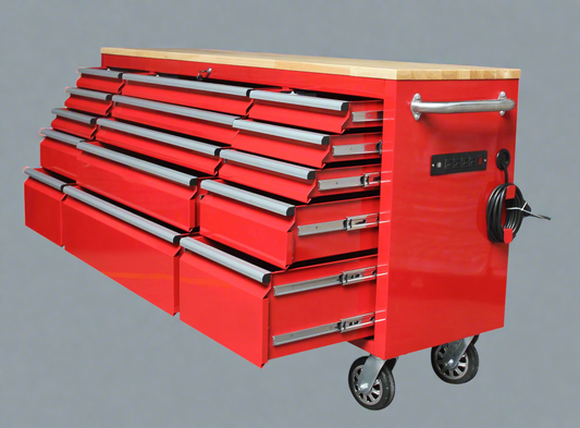 Red 6FT Rolling Tool Workbench with USB and Power Strip

Blue 15-Drawer Steel Workbench with Wheels

Gray Tool Cabinet with Power Outlets – 6FT

Purple Garage Tool Chest with USB Ports

Stainless Steel Heavy-Duty Tool Workbench