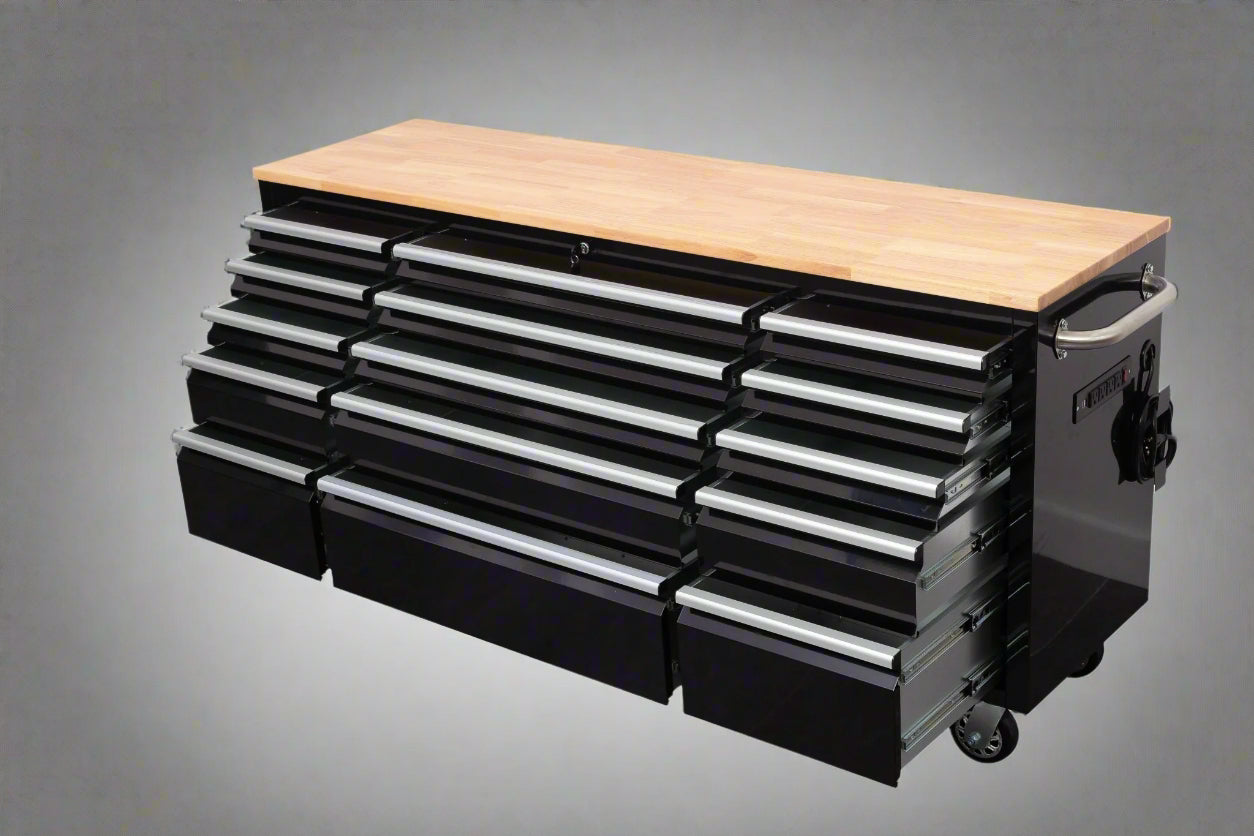 Red 6FT Rolling Tool Workbench with USB and Power Strip

Blue 15-Drawer Steel Workbench with Wheels

Gray Tool Cabinet with Power Outlets – 6FT

Purple Garage Tool Chest with USB Ports

Stainless Steel Heavy-Duty Tool Workbench