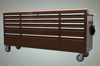 Red 6FT Rolling Tool Workbench with USB and Power Strip

Blue 15-Drawer Steel Workbench with Wheels

Gray Tool Cabinet with Power Outlets – 6FT

Purple Garage Tool Chest with USB Ports

Stainless Steel Heavy-Duty Tool Workbench