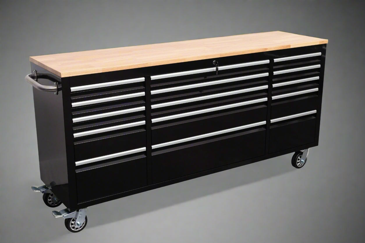 Red 6FT Rolling Tool Workbench with USB and Power Strip

Blue 15-Drawer Steel Workbench with Wheels

Gray Tool Cabinet with Power Outlets – 6FT

Purple Garage Tool Chest with USB Ports

Stainless Steel Heavy-Duty Tool Workbench