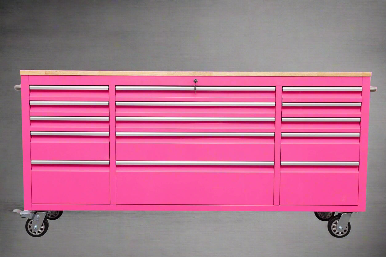 Red 6FT Rolling Tool Workbench with USB and Power Strip

Blue 15-Drawer Steel Workbench with Wheels

Gray Tool Cabinet with Power Outlets – 6FT

Purple Garage Tool Chest with USB Ports

Stainless Steel Heavy-Duty Tool Workbench