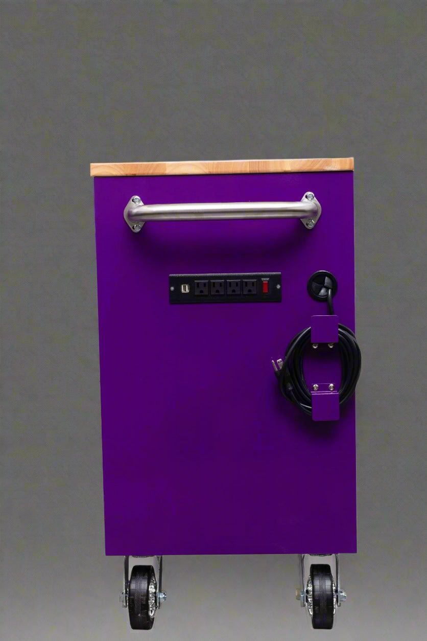 Red 6FT Rolling Tool Workbench with USB and Power Strip

Blue 15-Drawer Steel Workbench with Wheels

Gray Tool Cabinet with Power Outlets – 6FT

Purple Garage Tool Chest with USB Ports

Stainless Steel Heavy-Duty Tool Workbench