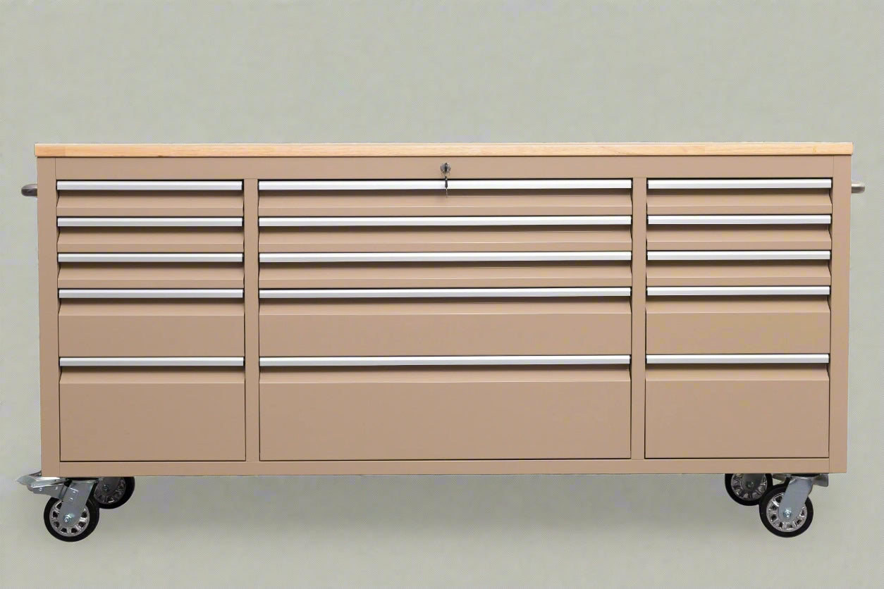 Red 6FT Rolling Tool Workbench with USB and Power Strip

Blue 15-Drawer Steel Workbench with Wheels

Gray Tool Cabinet with Power Outlets – 6FT

Purple Garage Tool Chest with USB Ports

Stainless Steel Heavy-Duty Tool Workbench