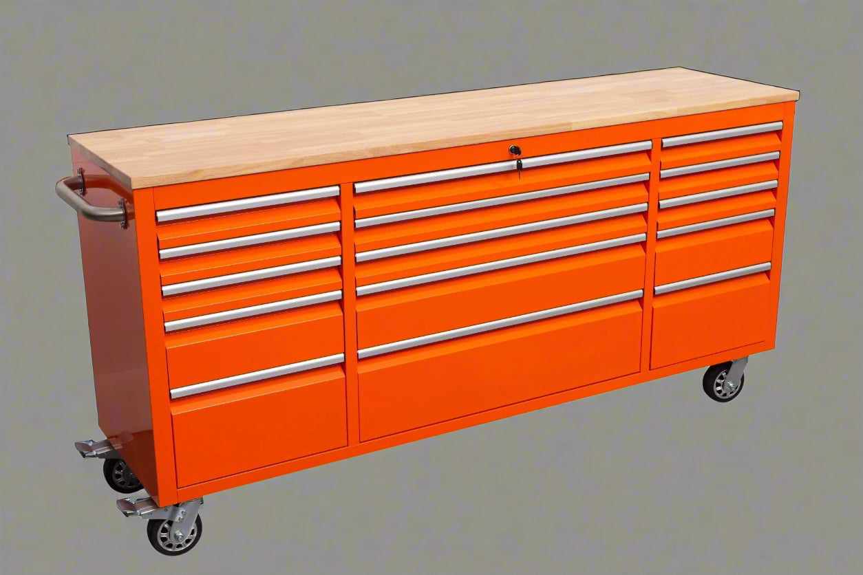 Red 6FT Rolling Tool Workbench with USB and Power Strip

Blue 15-Drawer Steel Workbench with Wheels

Gray Tool Cabinet with Power Outlets – 6FT

Purple Garage Tool Chest with USB Ports

Stainless Steel Heavy-Duty Tool Workbench