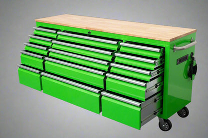 Red 6FT Rolling Tool Workbench with USB and Power Strip

Blue 15-Drawer Steel Workbench with Wheels

Gray Tool Cabinet with Power Outlets – 6FT

Purple Garage Tool Chest with USB Ports

Stainless Steel Heavy-Duty Tool Workbench