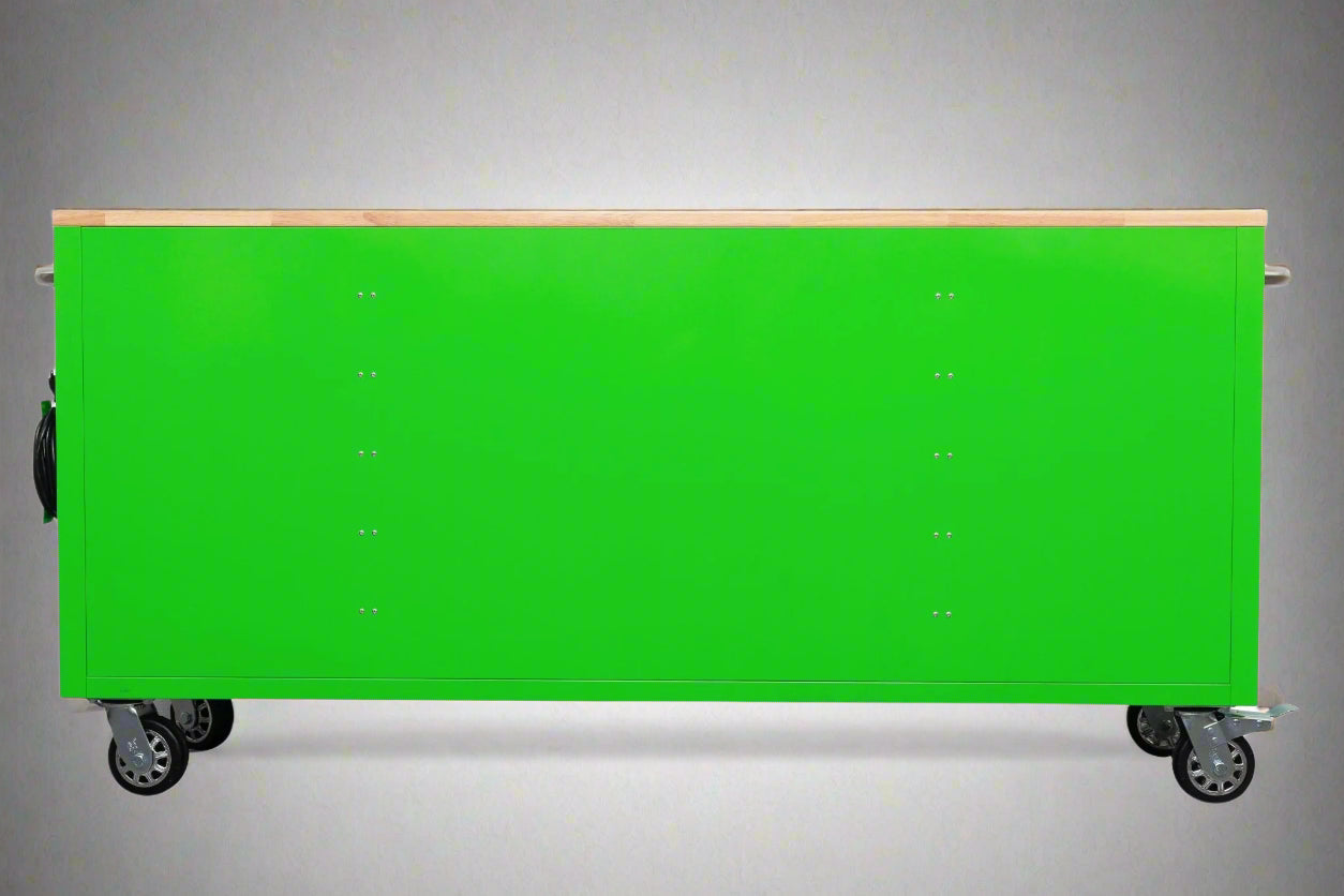 Red 6FT Rolling Tool Workbench with USB and Power Strip

Blue 15-Drawer Steel Workbench with Wheels

Gray Tool Cabinet with Power Outlets – 6FT

Purple Garage Tool Chest with USB Ports

Stainless Steel Heavy-Duty Tool Workbench