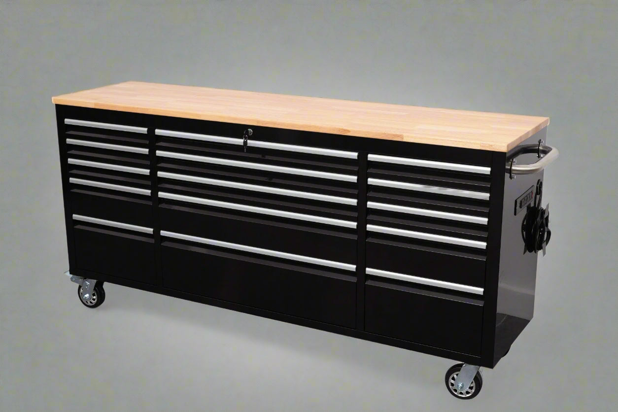 Red 6FT Rolling Tool Workbench with USB and Power Strip

Blue 15-Drawer Steel Workbench with Wheels

Gray Tool Cabinet with Power Outlets – 6FT

Purple Garage Tool Chest with USB Ports

Stainless Steel Heavy-Duty Tool Workbench