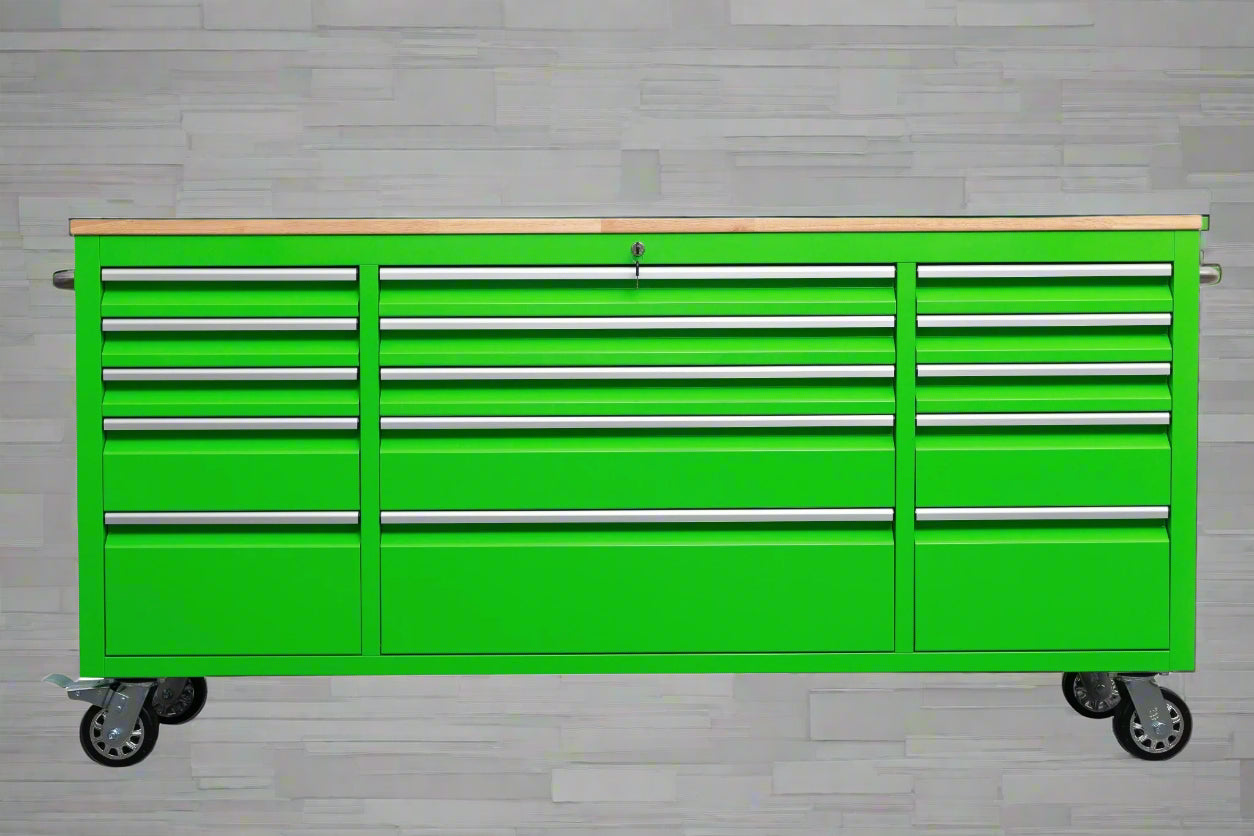 Red 6FT Rolling Tool Workbench with USB and Power Strip

Blue 15-Drawer Steel Workbench with Wheels

Gray Tool Cabinet with Power Outlets – 6FT

Purple Garage Tool Chest with USB Ports

Stainless Steel Heavy-Duty Tool Workbench