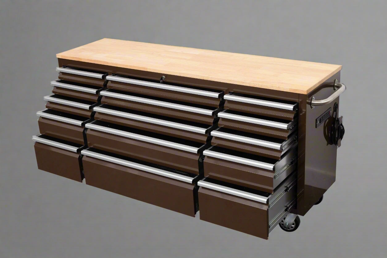 Red 6FT Rolling Tool Workbench with USB and Power Strip

Blue 15-Drawer Steel Workbench with Wheels

Gray Tool Cabinet with Power Outlets – 6FT

Purple Garage Tool Chest with USB Ports

Stainless Steel Heavy-Duty Tool Workbench