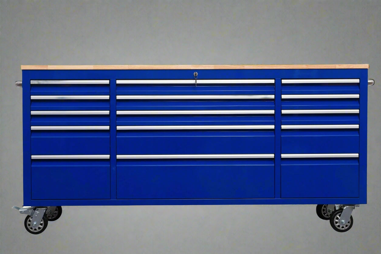 Red 6FT Rolling Tool Workbench with USB and Power Strip

Blue 15-Drawer Steel Workbench with Wheels

Gray Tool Cabinet with Power Outlets – 6FT

Purple Garage Tool Chest with USB Ports

Stainless Steel Heavy-Duty Tool Workbench