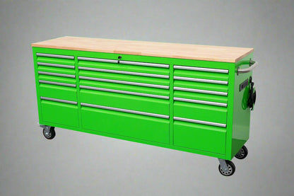 Red 6FT Rolling Tool Workbench with USB and Power Strip

Blue 15-Drawer Steel Workbench with Wheels

Gray Tool Cabinet with Power Outlets – 6FT

Purple Garage Tool Chest with USB Ports

Stainless Steel Heavy-Duty Tool Workbench