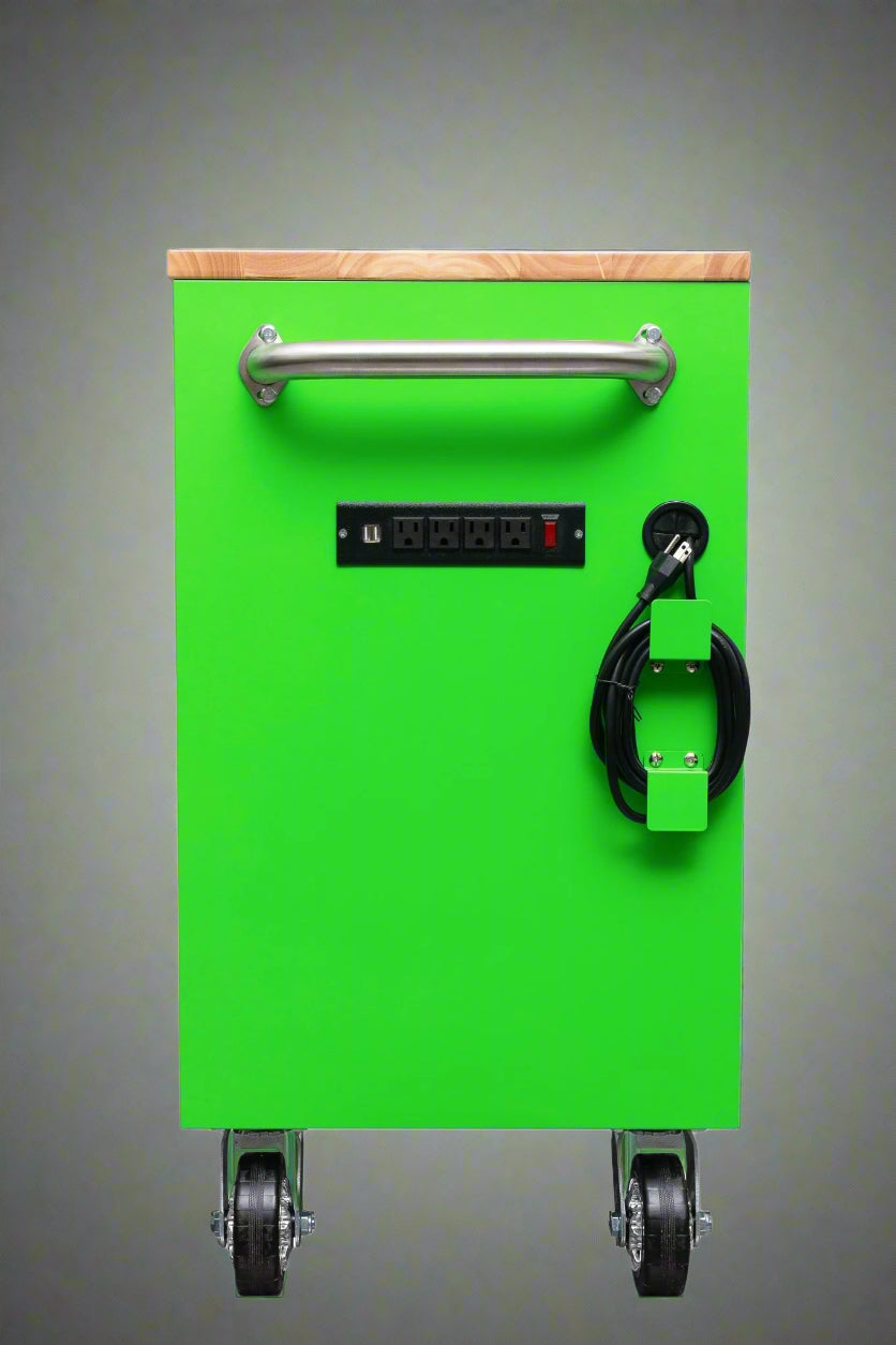 Red 6FT Rolling Tool Workbench with USB and Power Strip

Blue 15-Drawer Steel Workbench with Wheels

Gray Tool Cabinet with Power Outlets – 6FT

Purple Garage Tool Chest with USB Ports

Stainless Steel Heavy-Duty Tool Workbench