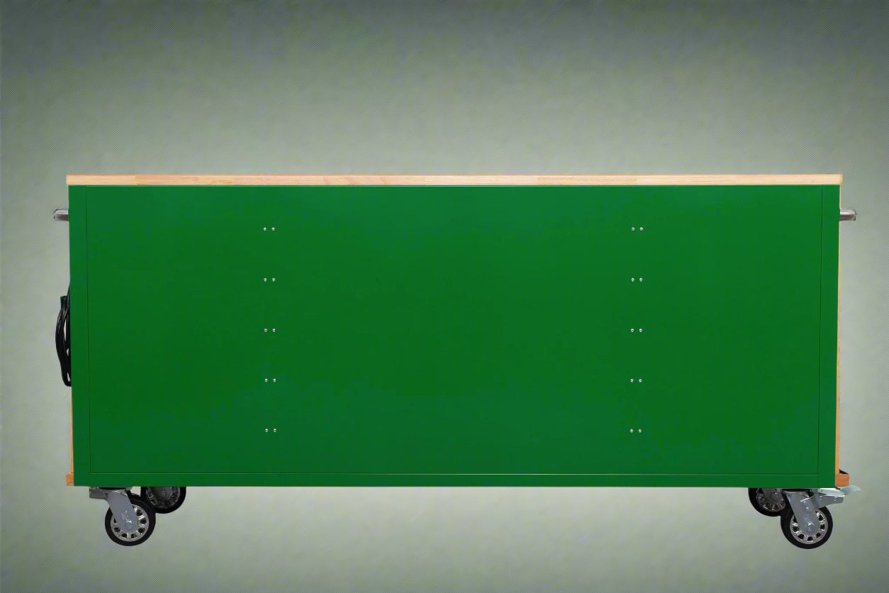 Red 6FT Rolling Tool Workbench with USB and Power Strip

Blue 15-Drawer Steel Workbench with Wheels

Gray Tool Cabinet with Power Outlets – 6FT

Purple Garage Tool Chest with USB Ports

Stainless Steel Heavy-Duty Tool Workbench