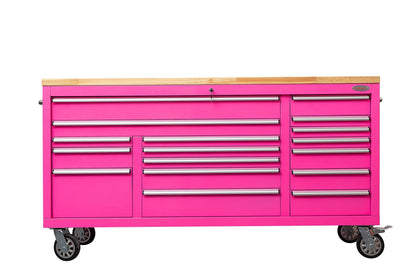 6 FT 17 DRAWER FATBOY TOOL BENCH WORKBENCH WITH POWER & USB - with Neon Pink | Sold by Uncle Wiener's Wholesale