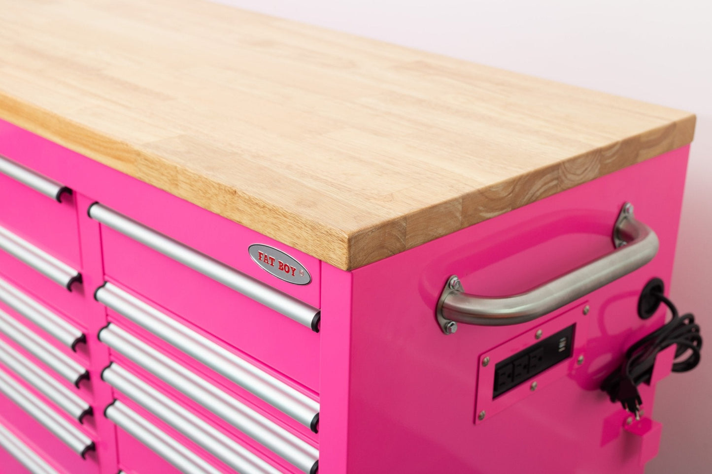 6 FT 17 DRAWER FATBOY TOOL BENCH WORKBENCH WITH POWER & USB - with Neon Pink | Sold by Uncle Wiener's Wholesale