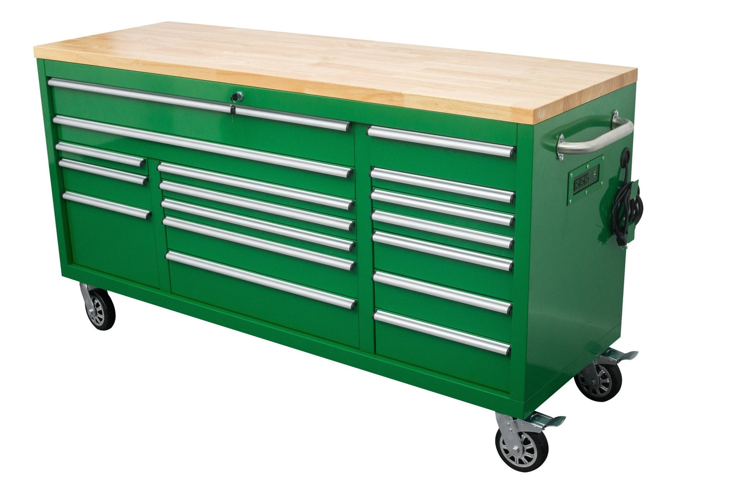 6 FT 17 DRAWER FATBOY TOOL BENCH WORKBENCH WITH POWER & USB - with Emerald Green (JD Green) | Sold by Uncle Wiener's Wholesale