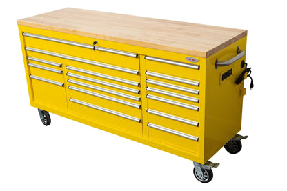 6 FT 17 DRAWER FATBOY TOOL BENCH WORKBENCH WITH POWER & USB - with Yellow | Sold by Uncle Wiener's Wholesale