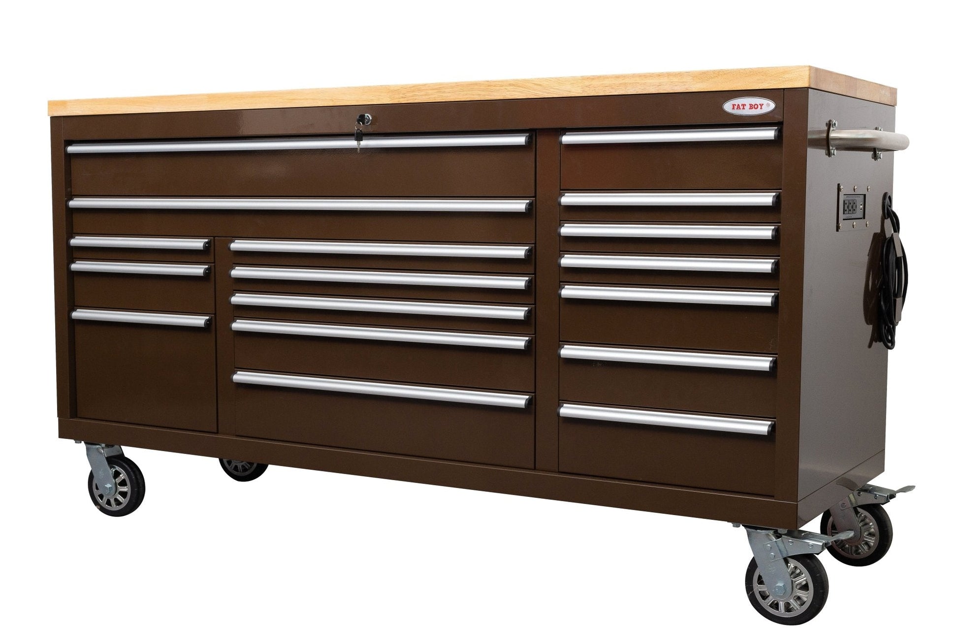 6 FT 17 DRAWER FATBOY TOOL BENCH WORKBENCH WITH POWER & USB - with Espresso Brown | Sold by Uncle Wiener's Wholesale
