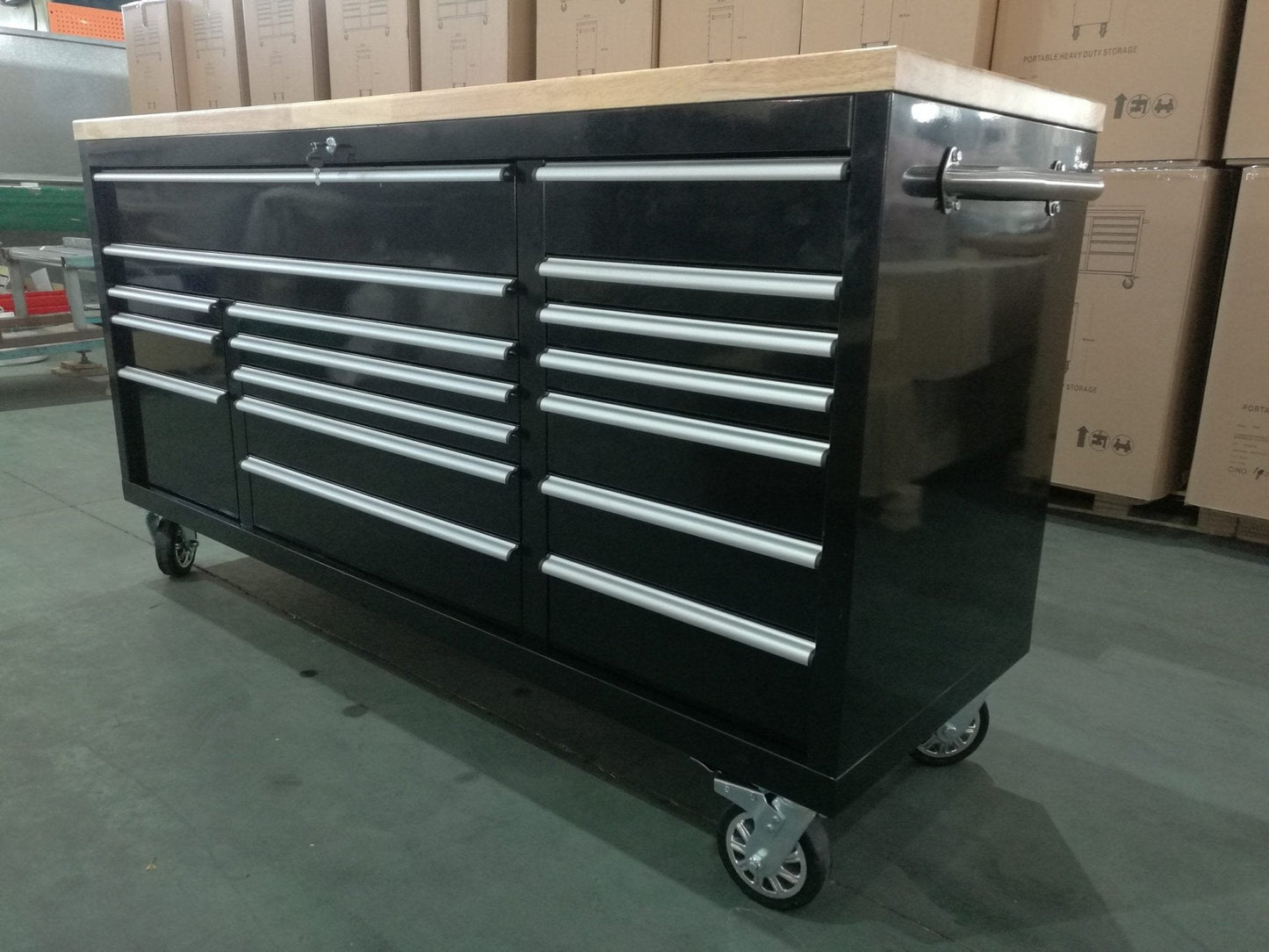 6 FT 17 DRAWER FATBOY TOOL BENCH WORKBENCH WITH POWER & USB - with Black | Sold by Uncle Wiener's Wholesale