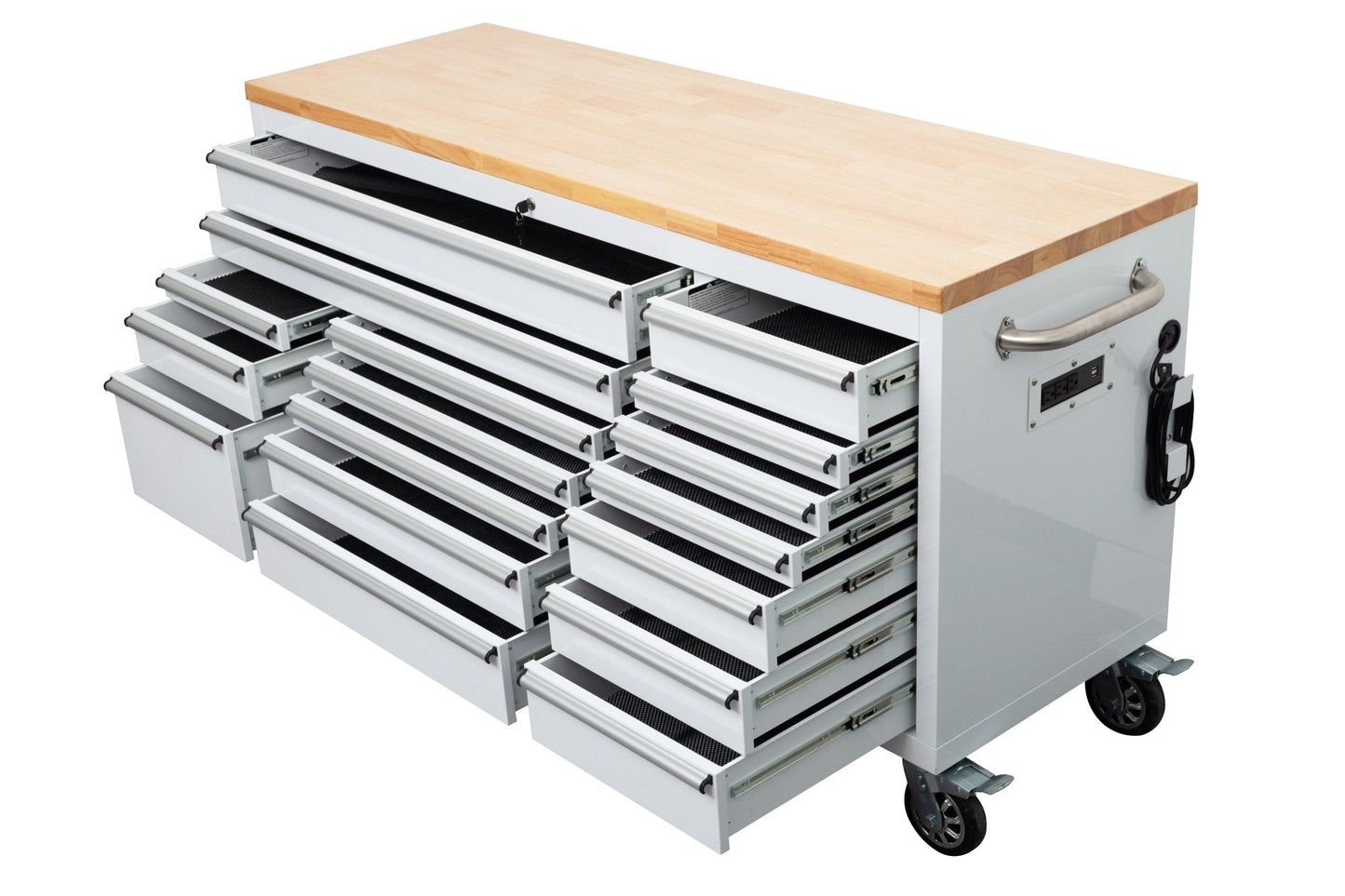 6 FT 17 DRAWER FATBOY TOOL BENCH WORKBENCH WITH POWER & USB - with Desert Sand | Sold by Uncle Wiener's Wholesale