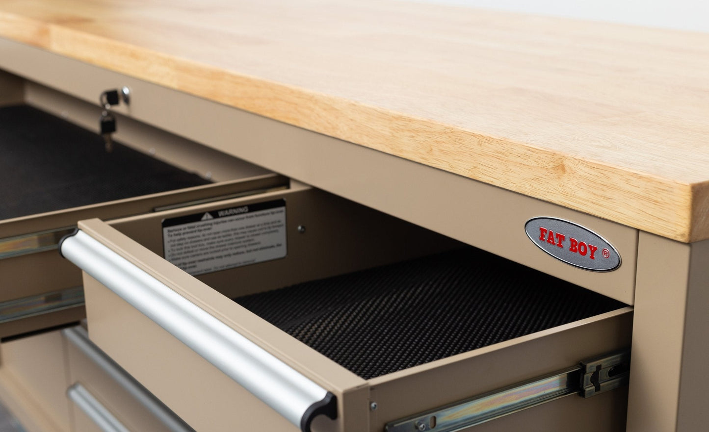6 FT 17 DRAWER FATBOY TOOL BENCH WORKBENCH WITH POWER & USB - with Desert Sand | Sold by Uncle Wiener's Wholesale