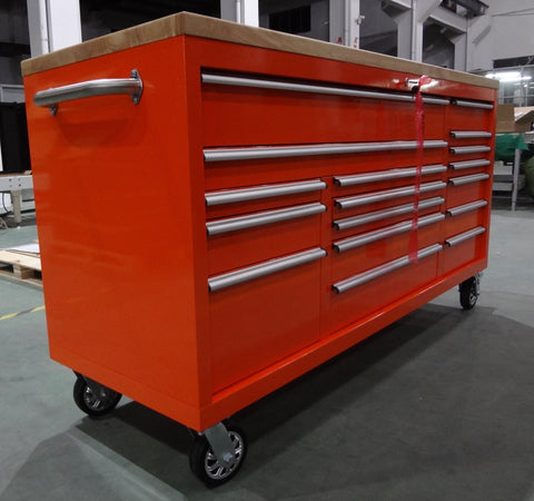 6 FT 17 DRAWER FATBOY TOOL BENCH WORKBENCH WITH POWER & USB - with Orange | Sold by Uncle Wiener's Wholesale