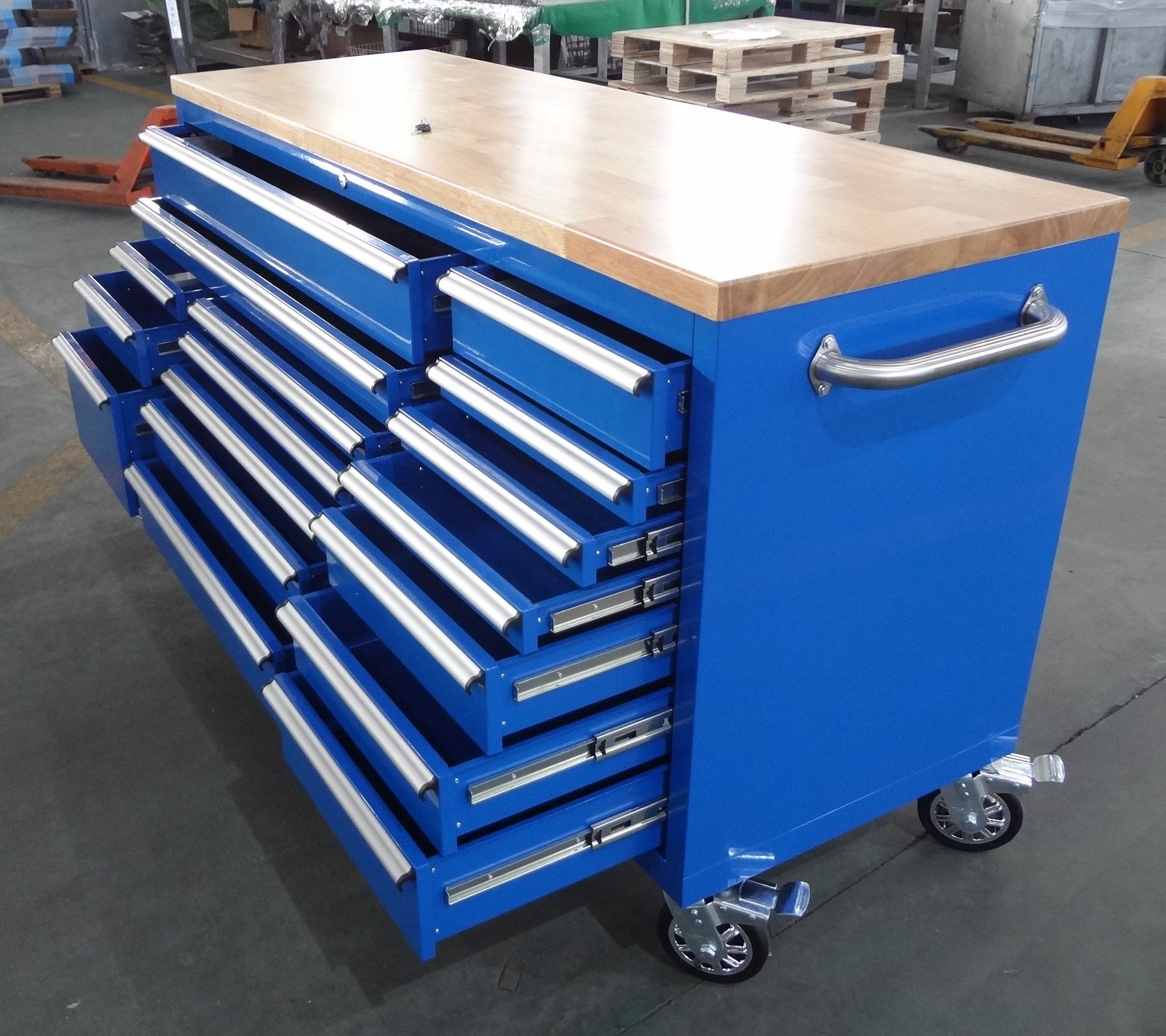 6 FT 17 DRAWER FATBOY TOOL BENCH WORKBENCH WITH POWER & USB - with Blue | Sold by Uncle Wiener's Wholesale