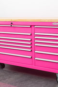 6 FT 17 DRAWER FATBOY TOOL BENCH WORKBENCH WITH POWER & USB - with Neon Pink | Sold by Uncle Wiener's Wholesale