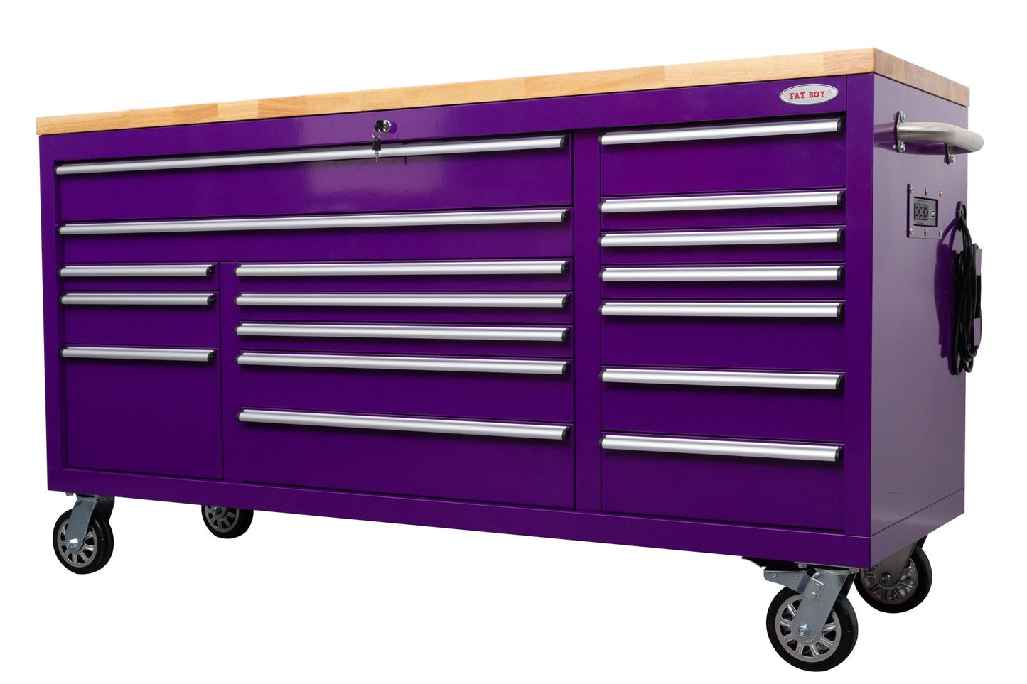 6 FT 17 DRAWER FATBOY TOOL BENCH WORKBENCH WITH POWER & USB - with Purple | Sold by Uncle Wiener's Wholesale