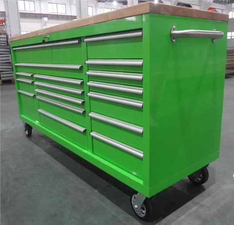 6 FT 17 DRAWER FATBOY TOOL BENCH WORKBENCH WITH POWER & USB - with Neon Green | Sold by Uncle Wiener's Wholesale