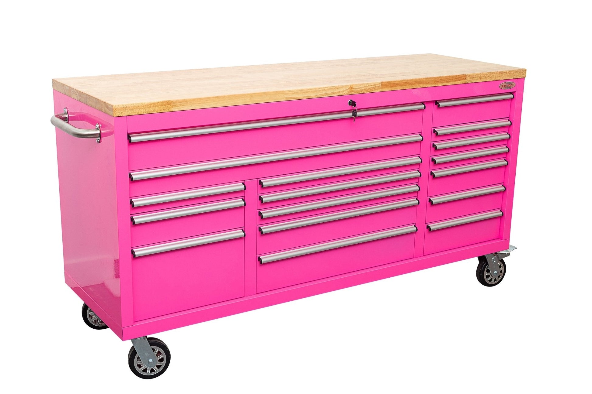 6 FT 17 DRAWER FATBOY TOOL BENCH WORKBENCH WITH POWER & USB - with Neon Pink | Sold by Uncle Wiener's Wholesale