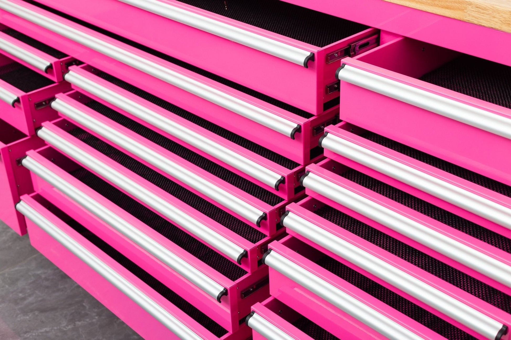 6 FT 17 DRAWER FATBOY TOOL BENCH WORKBENCH WITH POWER & USB - with Neon Pink | Sold by Uncle Wiener's Wholesale