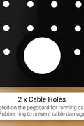 2 Integrated Power Cable Holes on Tool Pegboard for Cord Management


