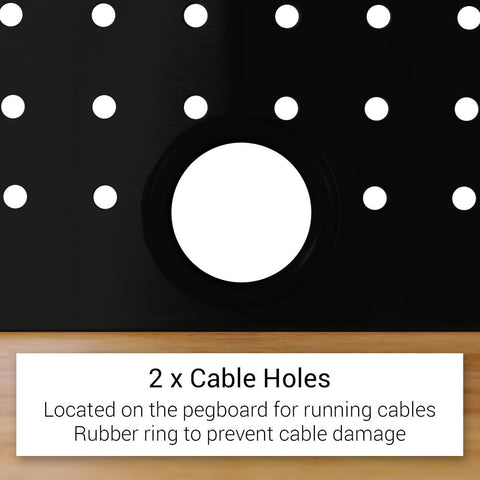 2 Integrated Power Cable Holes on Tool Pegboard for Cord Management

