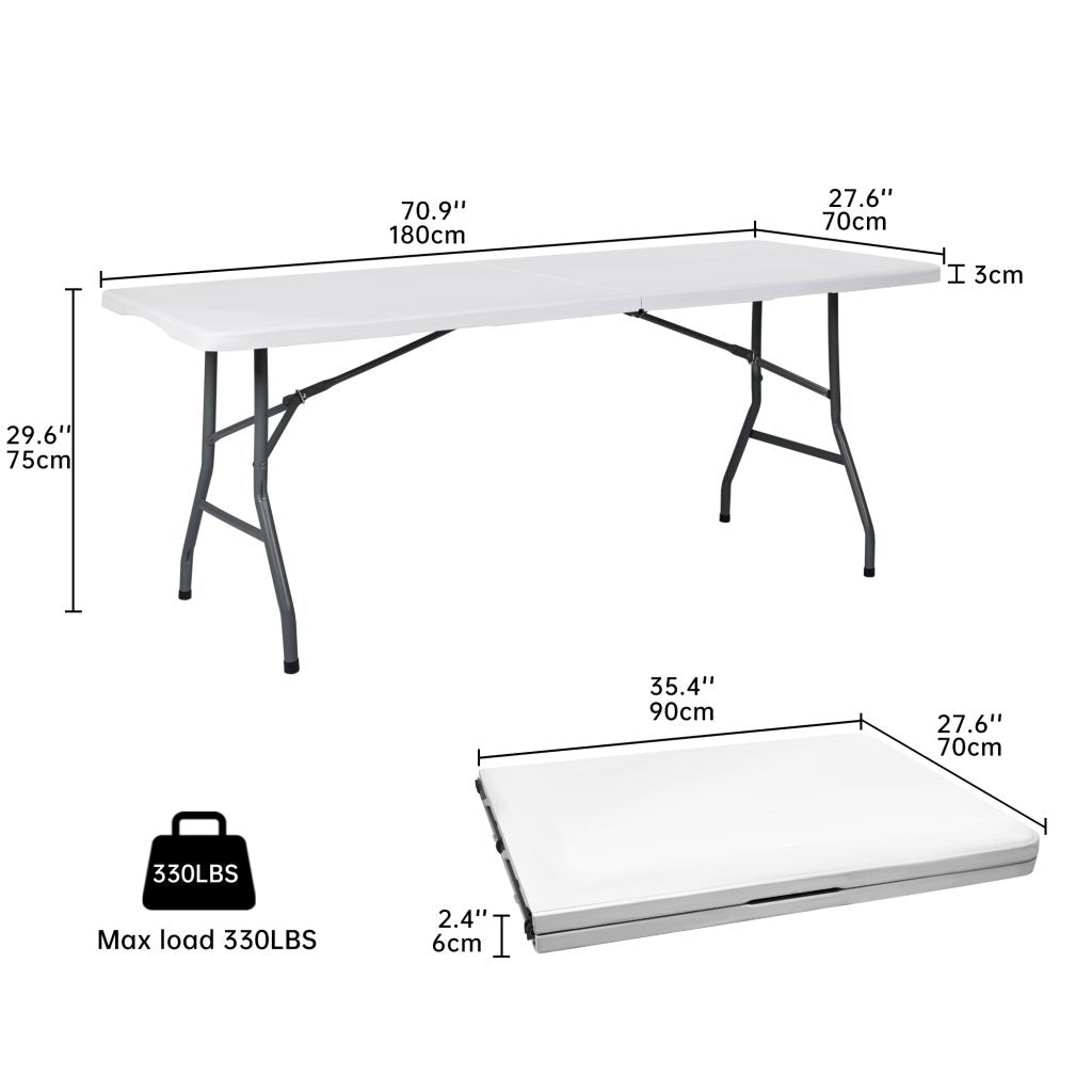 6 Ft Bi-Fold Folding Table – Side View
Folding Utility Table with Handle – Outdoor Use
Heavy-Duty Folding Table – Collapsed for Storage
Plastic Bi-Fold Table – Metal Frame Detail
Event and Office Folding Table – 6 Foot Size