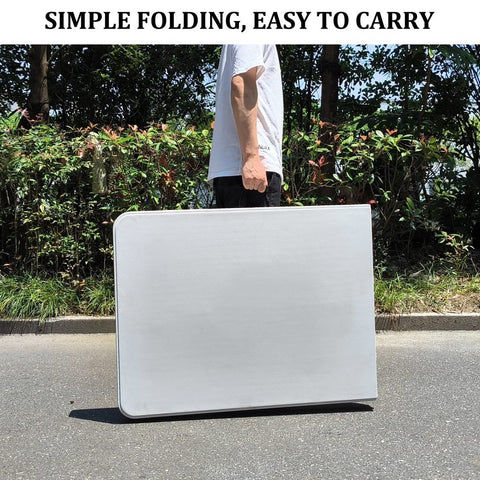 6 Ft Bi-Fold Folding Table – Side View
Folding Utility Table with Handle – Outdoor Use
Heavy-Duty Folding Table – Collapsed for Storage
Plastic Bi-Fold Table – Metal Frame Detail
Event and Office Folding Table – 6 Foot Size