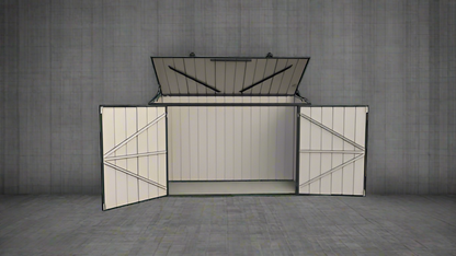 “Compact 6 ft black lean-to garden shed for small backyards”

“Side view of black metal storage shed with hinged door”

“Inside view of lean-to shed showing steel panel structure”

“Close-up of door latch and frame design”