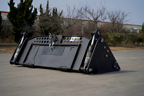 6ft skid steer combo bucket blade front view

skid steer attachment for scooping and loading

4-in-1 blade showing grading function

skid steer heavy-duty grapple bucket side view

multi-angle skid steer combo blade