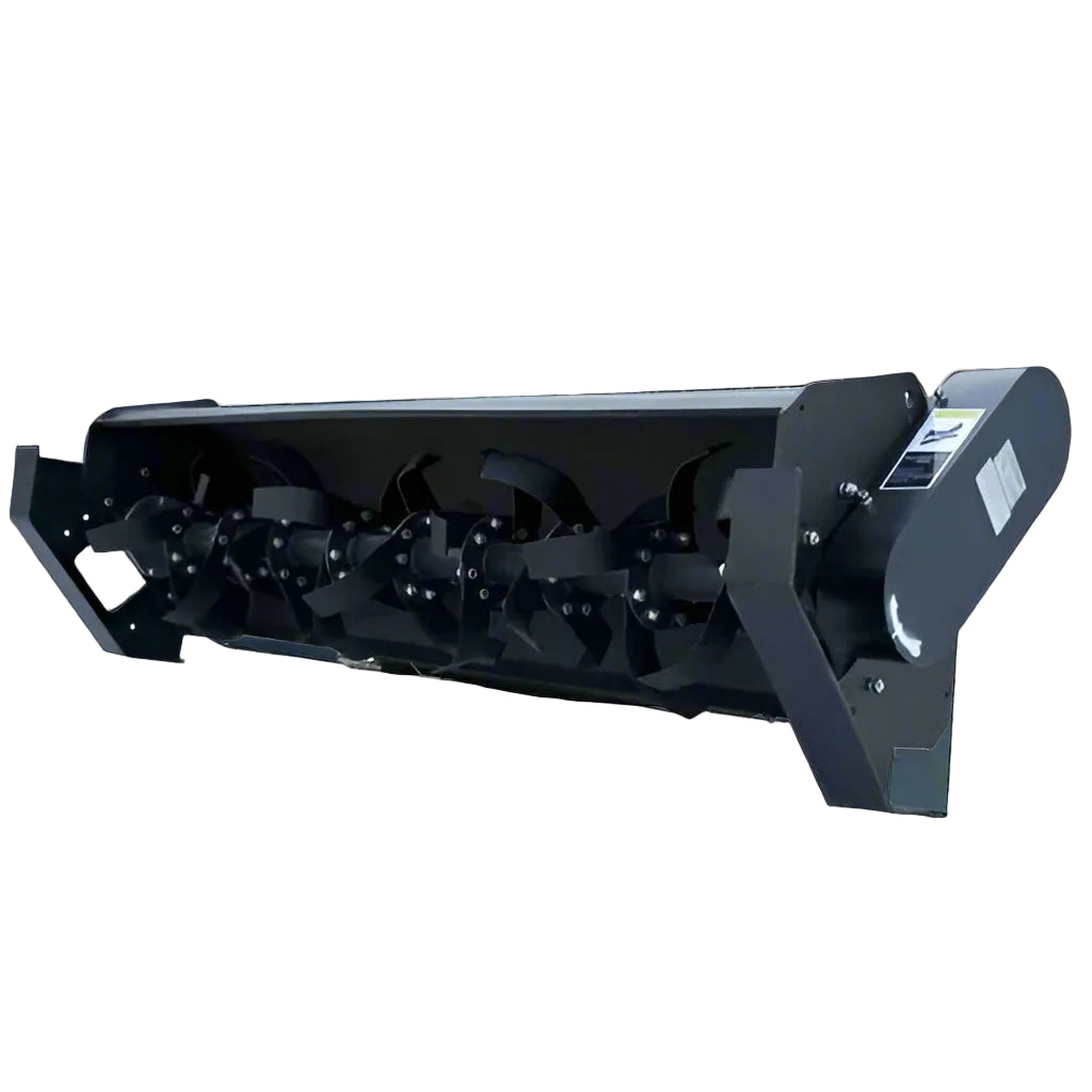 6 FT Skid Steer Rototiller Attachment – Side View
Hydraulic Rotary Tiller Cultivator for Skid Steer Loaders
Heavy-Duty Garden and Soil Tiller Attachment
507 lb Skid Steer Soil Prep Tool with 72-Inch Width
Rotary Tiller Hydraulic Drive System – Rear View