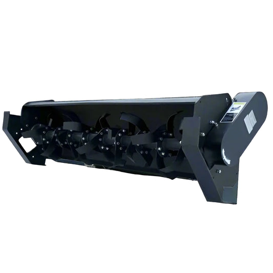 6 FT Skid Steer Rototiller Attachment – Side View
Hydraulic Rotary Tiller Cultivator for Skid Steer Loaders
Heavy-Duty Garden and Soil Tiller Attachment
507 lb Skid Steer Soil Prep Tool with 72-Inch Width
Rotary Tiller Hydraulic Drive System – Rear View