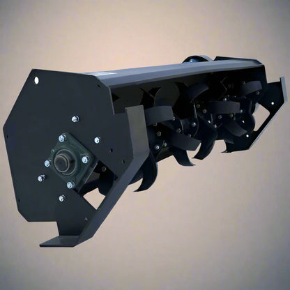 6 FT Skid Steer Rototiller Attachment – Side View
Hydraulic Rotary Tiller Cultivator for Skid Steer Loaders
Heavy-Duty Garden and Soil Tiller Attachment
507 lb Skid Steer Soil Prep Tool with 72-Inch Width
Rotary Tiller Hydraulic Drive System – Rear View