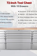 6 FT STAINLESS STEEL 15 DRAWER TOOL BENCH HTC7215W - with | Sold by Uncle Wiener's Wholesale