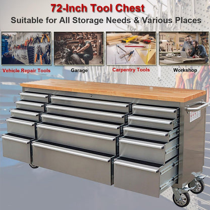6 FT STAINLESS STEEL 15 DRAWER TOOL BENCH HTC7215W - with | Sold by Uncle Wiener's Wholesale