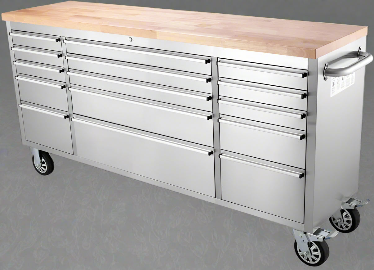 6 FT STAINLESS STEEL 15 DRAWER TOOL BENCH HTC7215W - with | Sold by Uncle Wiener's Wholesale