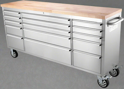 6 FT STAINLESS STEEL 15 DRAWER TOOL BENCH HTC7215W - with | Sold by Uncle Wiener's Wholesale