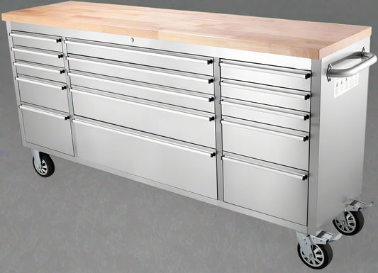 6 FT STAINLESS STEEL 15 DRAWER TOOL BENCH HTC7215W - with | Sold by Uncle Wiener's Wholesale