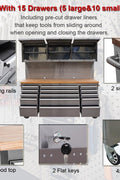 6 FT Stainless Steel Tool Bench – Front View
HTC7218W Workstation with Upper Cabinets
18-Drawer Industrial Tool Storage Bench
Stainless Tool Bench with Hardwood Top
Mobile Stainless Workbench with Lockable Casters